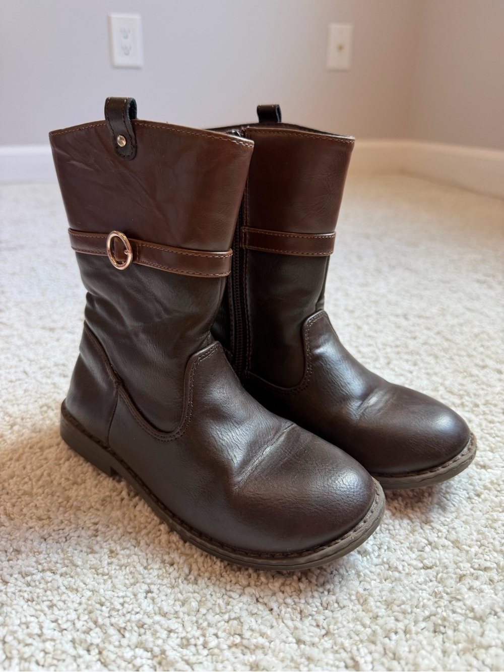 Gymboree Dark Brown Girls Pull-On Mid-Calf Boots with Buckle